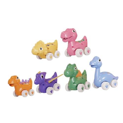 FOYTOKI 6Stücke Dinosaurier Auto Trägheitsautos für Farbenfrohe Dinosaurier Modelle Visuellen Entwicklung und Interaktion Perfektes Kinderspielzeug für Kreative von FOYTOKI