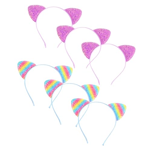 FOYTOKI 6Stücke Glitzer Katzenohren Haarband Teiliges Regenbogenfarben für Cosplay Partys und Kinderbekleidung Leicht Langlebig Einzigartigem Design FOYTOKI 6Stücke Glitzer Katzenohren Haarband Teiliges Regenbogenfarben für Cosplay Partys und Kinderbekleidung Leicht Langlebig Einzigartigem Design von FOYTOKI