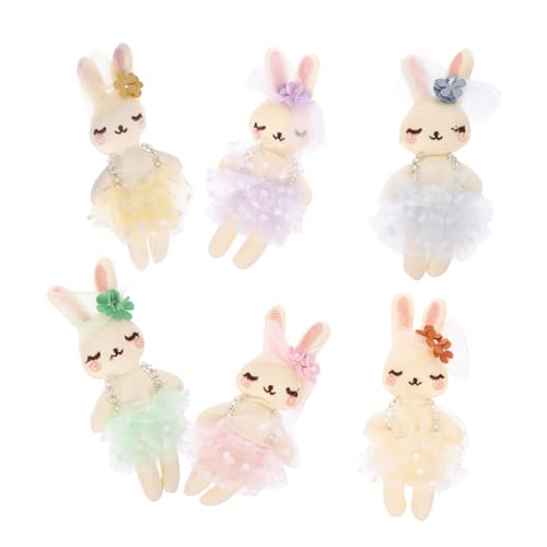 FOYTOKI 6Stücke Plüschkaninchenpuppe Ostern Deko Kopfschmuckzubehör Weiche Hasenfiguren für DIY Handwerk Kuscheltier für Dekoration Verarbeitung Langlebig von FOYTOKI