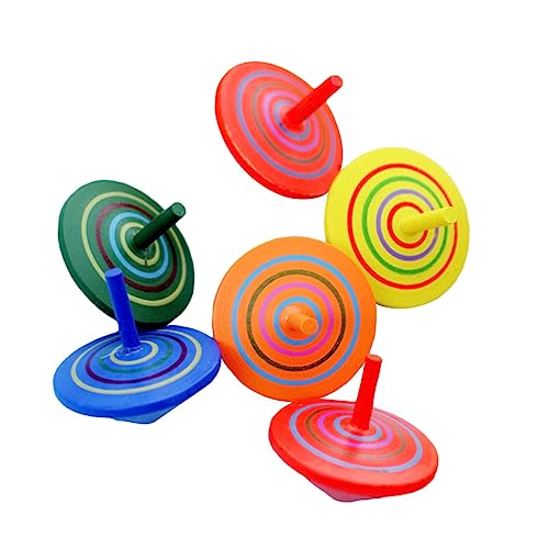 FOYTOKI 6st Hölzerner Kreisel Kinder Oben Spielzeug Holzplatten Für Kinder Holzpflöcke Drehbare Tischplatten Aus Holz Kinderoberteile Bunte Holzplatten Spitzen Bemalte Holzplatten von FOYTOKI