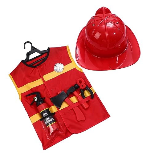 FOYTOKI 7 Stück Teiliges Feuerwehrmann Kostüm für Rollenspielanzug mit Weste Hut Hammer und Mehr Kreatives Zubehör für Kleine Feuerwehrhelden FOYTOKI 7 Stück Teiliges Feuerwehrmann Kostüm für Rollenspielanzug mit Weste Hut Hammer und Mehr Kreatives Zubehör für Kleine Feuerwehrhelden von FOYTOKI
