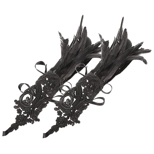 FOYTOKI 1 Paar Federspitzenhandschuhe Für Damen Dünne Haut Armschützer Dekorative Halloween-party Cosplay-handschuhe von FOYTOKI