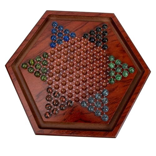 FOYTOKI Holzspielbrett Chinese Checkers Lernspiel Sechseckiges Strategiespiel für Familie und Reisen Natürliches Material Fördert Hand Auge Koordination und Problemlösung von FOYTOKI