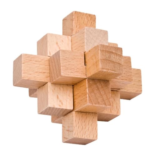 FOYTOKI Ming Luban Lock Holzpuzzle Buchenholz Klassisches Intelligentes Knobelspiel für Ab Jahren Fördert Geschicklichkeit Denken und Stressabbau Langlebig und Sicher von FOYTOKI