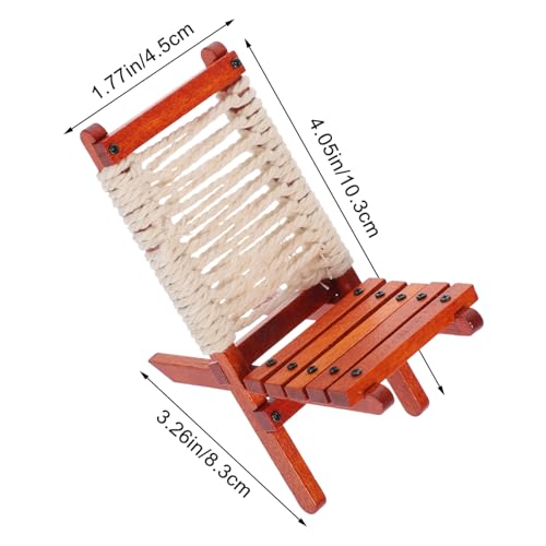 FOYTOKI Miniatur Klappstuhl aus Holz Faltbarer Lounge Stuhl Modell Dekorativer Puppenhaus Gartenstuhl für Mikro Landschaft Stabile Handgefertigte Mini holzmöbel für Innen Außendeko von FOYTOKI