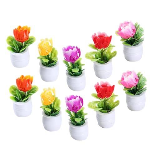 FOYTOKI 10-teiliges Miniatur-topfpflanzen-Set Für Puppenhaus Mini-Bonsai-Dekoration Künstliche Mini-Pflanzen Schmücken Die Inneneinrichtung Lebendige Realistische Miniatur-Pflanzen 5 von FOYTOKI