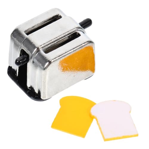 FOYTOKI Miniatur Toaster Modell aus Zinklegierung Kleines Küchengerät mit Zwei Brotscheiben Langlebiges und Geruchsfreies Küchenornament für Puppenhaus Stabiles Mini Haushaltsgerät Dekor von FOYTOKI