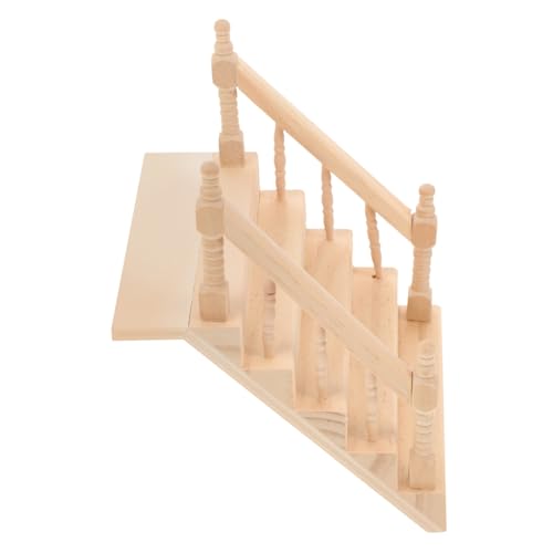 FOYTOKI Modell Einer Treppe Mit Handlauf Puppenhaus-handlauf Mini-treppenmodell Spielhauszubehör Puppenhausmöbel Spiral- Mini-haustreppe Hintergrund Puppenhaus-schindeln Regaldekor Holz von FOYTOKI