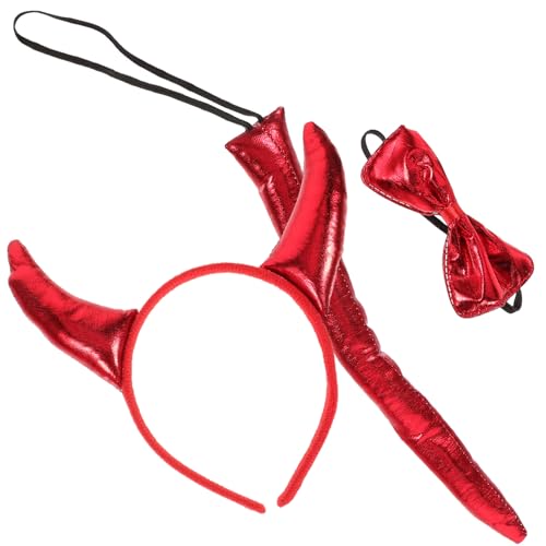 FOYTOKI Halloween Teufel Horn Stirnband Set Bowtie Cosplay Zubehör Prop Für Party FOYTOKI Halloween Teufel Horn Stirnband Set Bowtie Cosplay Zubehör Prop Für Party von FOYTOKI