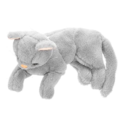 FOYTOKI Plüsch Deko Figur Graues Kuscheltier Realistische Simulation für Home Decor und Fotorequisiten Perfektes für Katzenliebhaber Vielseitig Einsetzbar von FOYTOKI