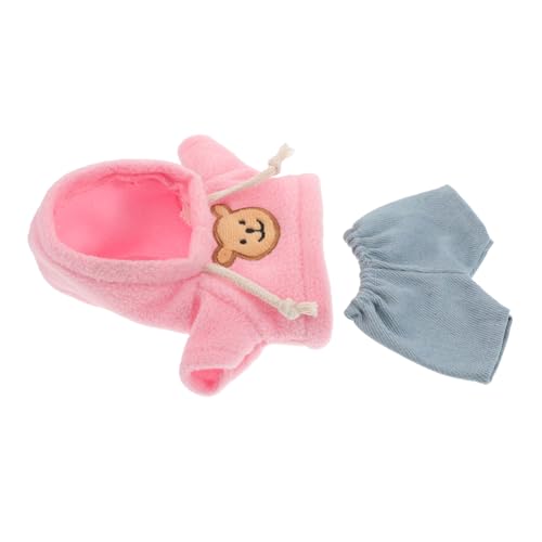 FOYTOKI Puppen Kapuzenpullover Mit Jeanshose Set Süße Plüschbär Puppenkleidung Und Jeans Cartoon Stofftierkleidung Für 20 cm Puppen von FOYTOKI