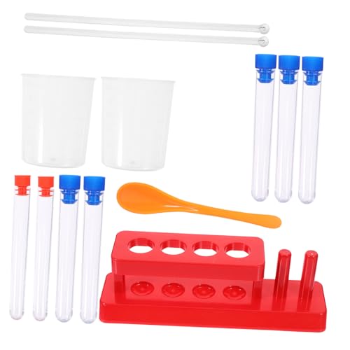 FOYTOKI Reagenzglas Halter 1 Set Reagenzgläser Mit Schraubverschluss Testrohrständer Messbecher Rührstäbchen Und Probierlöffel Für Kinderwissenschaftsexperimente Und Stem Bildungsprojekte von FOYTOKI