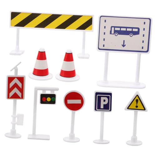 FOYTOKI Verkehrszeichen Spielset Mini Verkehrsleitkegel Realistische Straßenverkehrszeichen für Rollenspiele Lehrreich Farbenfroh Fördert Kreativität und Verkehrsverständnis von FOYTOKI