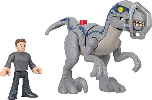 FP PRECOOL IMAGINEXT Jurassic World auf der Flucht - Figurenset mit Blue und Owen, Action Pad, bewegliche Arme und Beine, für Kinder ab 3 Jahren, HKG15 von Fisher-Price