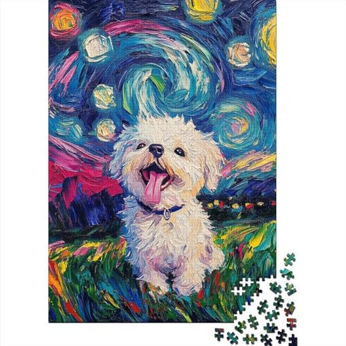 Bichon Frise Puzzle 1000 Teile Schwer Puzzle Spielzeug Pädagogisches Spiel Impossible Herausforderungsspielzeug Für Erwachsene Und Kinder in Bewährter 1000pcs (75x50cm) von FPAKAKIIE