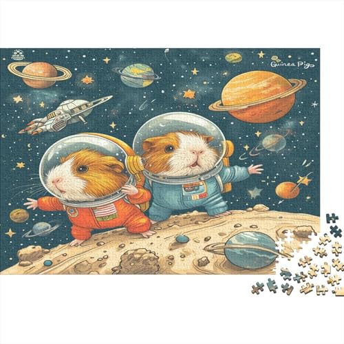Guinea Schweins Explore Space 1000 Teile, Impossible Puzzle,Geschicklichkeitsspiel Für Die Ganze Familie, Erwachsenenpuzzle Ab 14 Jahren Puzzel 1000pcs (75x50cm) von FPAKAKIIE