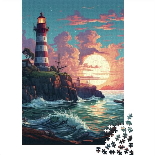 Küste Leuchtturms Puzzle 1000-teilige Schwer Puzzle Spielzeug Pädagogisches Spiel Impossible Herausforderungsspielzeug Für Erwachsene Und Kinder in Bewährter 1000pcs (75x50cm) von FPAKAKIIE