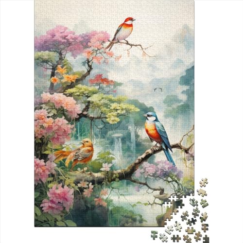 Vögel und Blumen Puzzle 1000 Teile Schwer Puzzle Spielzeug Pädagogisches Spiel Impossible Herausforderung Spielzeug Für Erwachsene Und Kinder Ab 14 Jahren 1000pcs (75x50cm) von FPAKAKIIE