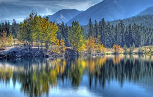 1000-Teile-Puzzle für Erwachsene | 1000-Teile-Puzzle für Erwachsene | Geschenke für Frauen | Puzzle für Erwachsene, Bäume, Berge, Kanada, Alberta, Canmore 70 x 50 cm von FPTZL