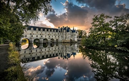 1000-teiliges Puzzle Schloss Chenonceau am Fluss Cher bei Sonnenuntergang, 70 x 50 cm 1000-teiliges Puzzle Schloss Chenonceau am Fluss Cher bei Sonnenuntergang, 70 x 50 cm von FPTZL