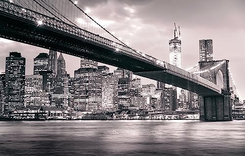 Anspruchsvolles Puzzle für Erwachsene, 1000 Teile, Brooklyn Bridge in Schwarz und Weiß, 70 x 50 cm von FPTZL