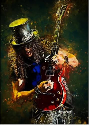Leinwandbild Gitarrist Musiker Slash. Wandposter für Wohnzimmer, Heimdekoration, Px219Tm, 40 x 60 cm, ungerahmt, 100 x 70 cm von FPTZL