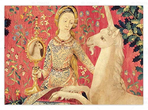 Puzzle 1000 Teile Vintage Die Dame und das Einhorn Kunstholz für Erwachsene Kinder Spiele Lernspielzeug Jq312Mk 52x38CM von FPTZL