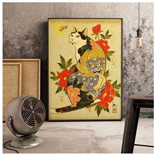 Puzzle 2000 Teile Retro Japanisches Samurai-Katzen-Tattoo-Katzen-Poster Für Holzspielzeug Für Erwachsene Dekompressionsspiel Wg139Vy 100x70CM von FPTZL