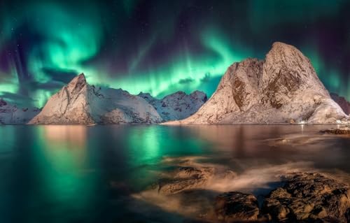 Puzzle für Erwachsene, 1000 Teile, Nordlichter, Norwegen, Lofoten, 70 x 50 cm von FPTZL