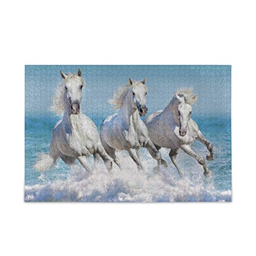 Puzzle mit 1000 Teilen, Tier-Puzzle mit weißem Pferd, lustiges Spielzeug-Familienspiel zum pädagogischen, intellektuellen Entspannen, 26x38CM Puzzle mit 1000 Teilen, Tier-Puzzle mit weißem Pferd, lustiges Spielzeug-Familienspiel zum pädagogischen, intellektuellen Entspannen, 26x38CM von FPTZL