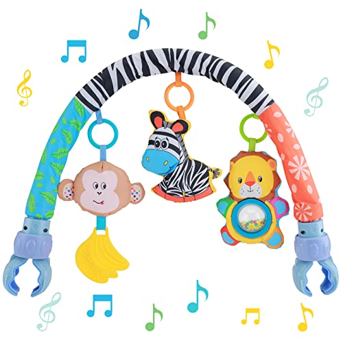 Baby Spielzeug 0-6 Monate: Spielbogen Kinderwagen Baby Bogen Spielzeug Autositz Clip Spielbogen Unterwegs mit Rassel Sensory Spielzeug Geschenk für Neugeborene Kleinkind 0 3 6 9 12 Monate (Bunt) von FPVERA