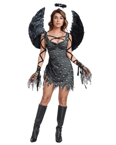 FQLGJMY Frauen Cosplay Kostüm Fancy Kleid griechische Göttin Kleopatra römischer Krieger gefallener Engel Vampir Hexe für Halloween FQLGJMY Frauen Cosplay Kostüm Fancy Kleid griechische Göttin Kleopatra römischer Krieger gefallener Engel Vampir Hexe für Halloween von FQLGJMY
