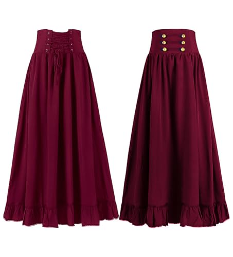 FQLGJMY Frauen Mittelalterliche Röcke Renaissance Gotische Steampunk Pirat Hohe Niedrige Röcke Halloween Cosplay Kostüm FQLGJMY Frauen Mittelalterliche Röcke Renaissance Gotische Steampunk Pirat Hohe Niedrige Röcke Halloween Cosplay Kostüm von FQLGJMY