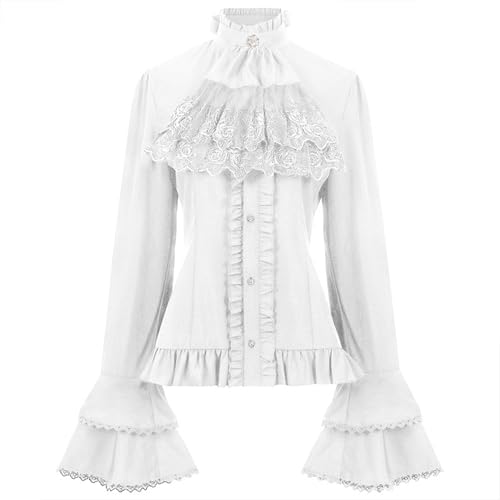 FQLGJMY Herren Pirate Shirt Ruffle Renaissance Victorian Vampire Poet Shirts Steampunk gotische mittelalterliche Halloween Kostüm FQLGJMY Herren Pirate Shirt Ruffle Renaissance Victorian Vampire Poet Shirts Steampunk gotische mittelalterliche Halloween Kostüm von FQLGJMY
