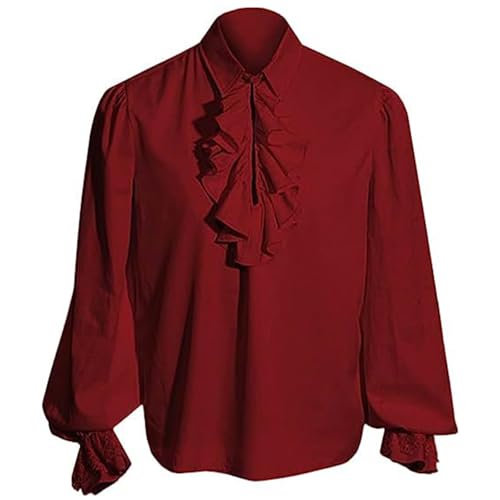 FQLGJMY Herren Pirate Shirt Ruffle Renaissance Victorian Vampire Poet Shirts Steampunk gotische mittelalterliche Halloween Kostüm FQLGJMY Herren Pirate Shirt Ruffle Renaissance Victorian Vampire Poet Shirts Steampunk gotische mittelalterliche Halloween Kostüm von FQLGJMY