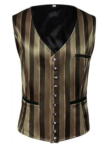 FQLGJMY Männer Mittelalterliche Renaissance Weste Gotische Wikinger Piraten Kostüm Halloween Maskerade Outfit Jacquard Anzug von FQLGJMY
