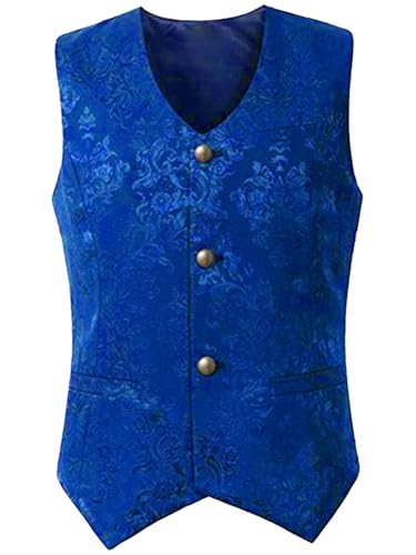FQLGJMY Männer Mittelalterliche Renaissance Weste Gotische Wikinger Piraten Kostüm Halloween Maskerade Outfit Jacquard Anzug von FQLGJMY