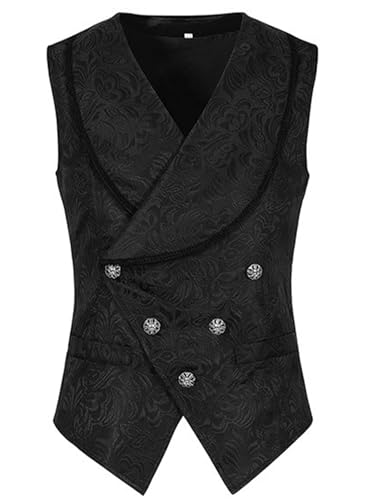 FQLGJMY Männer Mittelalterliche Renaissance Weste Gotische Wikinger Piraten Kostüm Halloween Maskerade Outfit Jacquard Anzug von FQLGJMY