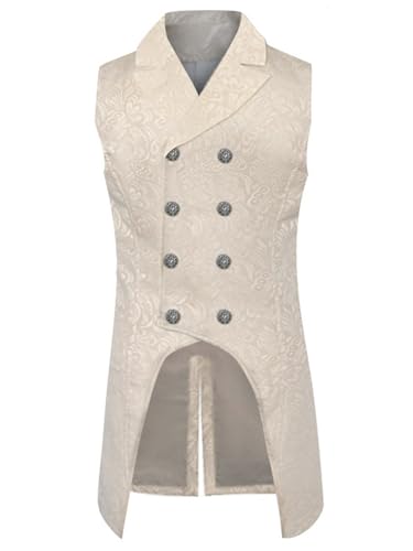 FQLGJMY Männer Mittelalterliche Renaissance Weste Gotische Wikinger Piraten Kostüm Halloween Maskerade Outfit Jacquard Anzug von FQLGJMY