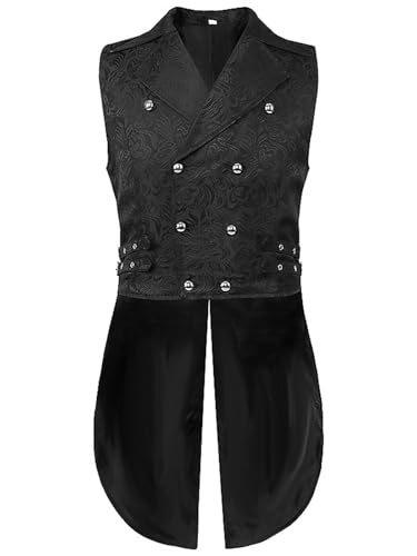FQLGJMY Männer Mittelalterliche Renaissance Weste Gotische Wikinger Piraten Kostüm Halloween Maskerade Outfit Jacquard Anzug von FQLGJMY