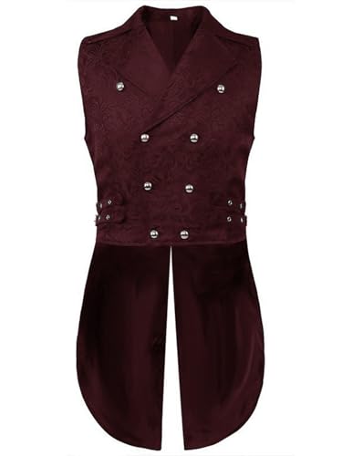 FQLGJMY Männer Mittelalterliche Renaissance Weste Gotische Wikinger Piraten Kostüm Halloween Maskerade Outfit Jacquard Anzug von FQLGJMY