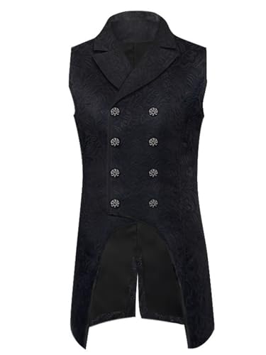 FQLGJMY Männer Mittelalterliche Renaissance Weste Gotische Wikinger Piraten Kostüm Halloween Maskerade Outfit Jacquard Anzug von FQLGJMY