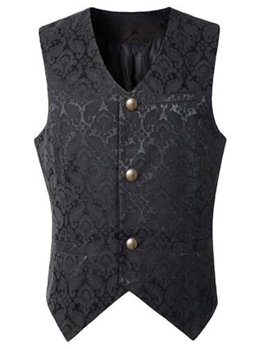 FQLGJMY Männer Mittelalterliche Renaissance Weste Gotische Wikinger Piraten Kostüm Halloween Maskerade Outfit Jacquard Anzug von FQLGJMY