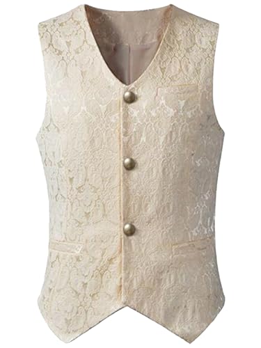 FQLGJMY Männer Mittelalterliche Renaissance Weste Gotische Wikinger Piraten Kostüm Halloween Maskerade Outfit Jacquard Anzug von FQLGJMY