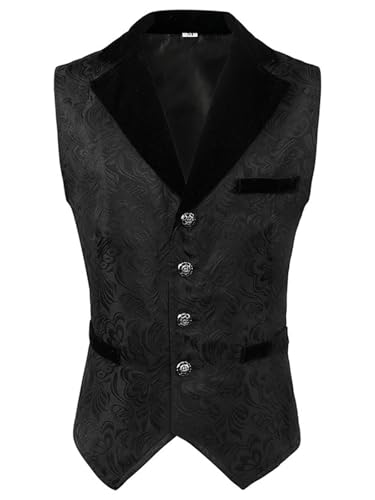FQLGJMY Männer Mittelalterliche Renaissance Weste Gotische Wikinger Piraten Kostüm Halloween Maskerade Outfit Jacquard Anzug von FQLGJMY