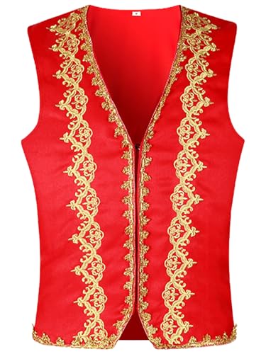 FQLGJMY Männer Mittelalterliche Renaissance Weste Gotische Wikinger Piraten Kostüm Halloween Maskerade Outfit Jacquard Anzug von FQLGJMY