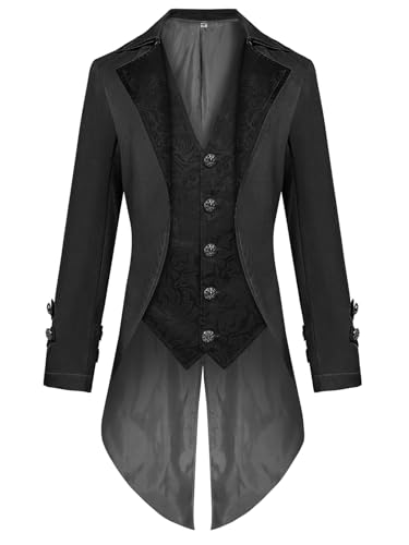 FQLGJMY Männer Vintage Tailcoat Jacke Victorian Gothic Vampire Frock Mantel Renaissance Piraten Uniform Halloween Kostüm FQLGJMY Männer Vintage Tailcoat Jacke Victorian Gothic Vampire Frock Mantel Renaissance Piraten Uniform Halloween Kostüm von FQLGJMY