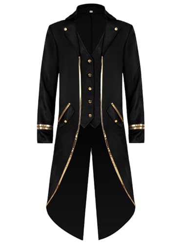 FQLGJMY Männer Vintage Tailcoat Jacke Victorian Gothic Vampire Frock Mantel Renaissance Piraten Uniform Halloween Kostüm FQLGJMY Männer Vintage Tailcoat Jacke Victorian Gothic Vampire Frock Mantel Renaissance Piraten Uniform Halloween Kostüm von FQLGJMY