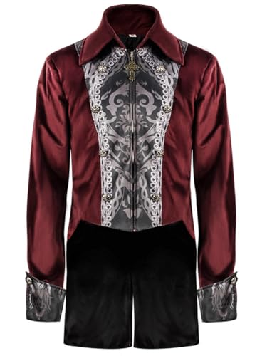 FQLGJMY Männer Vintage Tailcoat Jacke Victorian Gothic Vampire Frock Mantel Renaissance Piraten Uniform Halloween Kostüm FQLGJMY Männer Vintage Tailcoat Jacke Victorian Gothic Vampire Frock Mantel Renaissance Piraten Uniform Halloween Kostüm von FQLGJMY