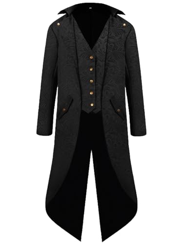 FQLGJMY Männer Vintage Tailcoat Jacke Victorian Gothic Vampire Frock Mantel Renaissance Piraten Uniform Halloween Kostüm FQLGJMY Männer Vintage Tailcoat Jacke Victorian Gothic Vampire Frock Mantel Renaissance Piraten Uniform Halloween Kostüm von FQLGJMY